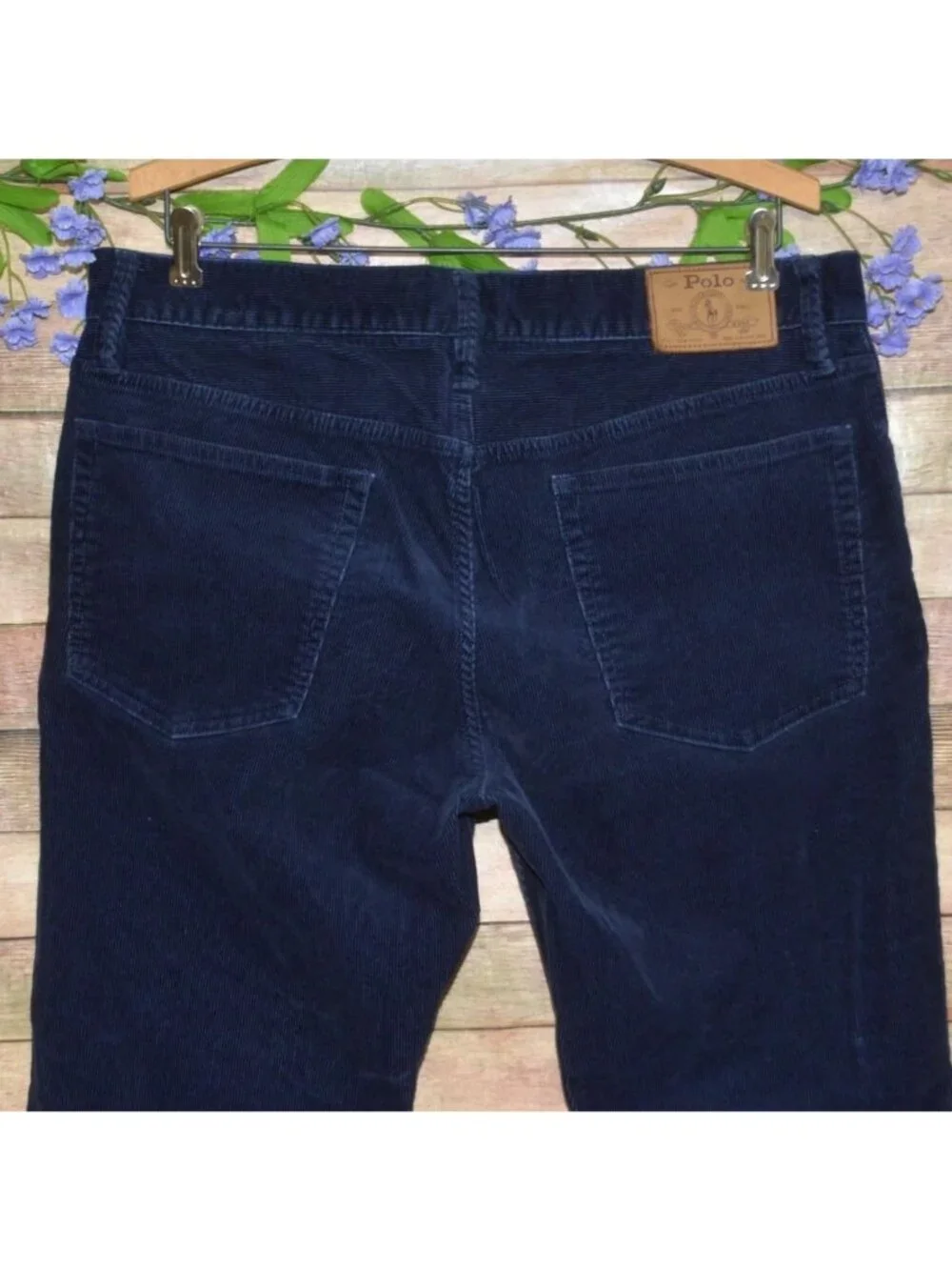Polo Ralph Lauren Mens 34x30 Navy Blue Corduroy Pants Stretch Varick Slim